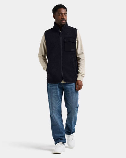Didriksons Unisex Rasmus Fleece Gilet 2 - Black 060, full length front