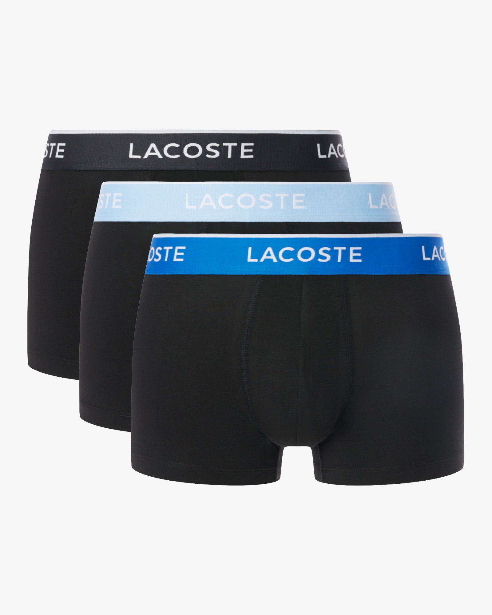 Lacoste 3 - Pack Mens Trunks - Black/Marina - Overview - Graphite B68 | CHO | Designer Mens Underwear