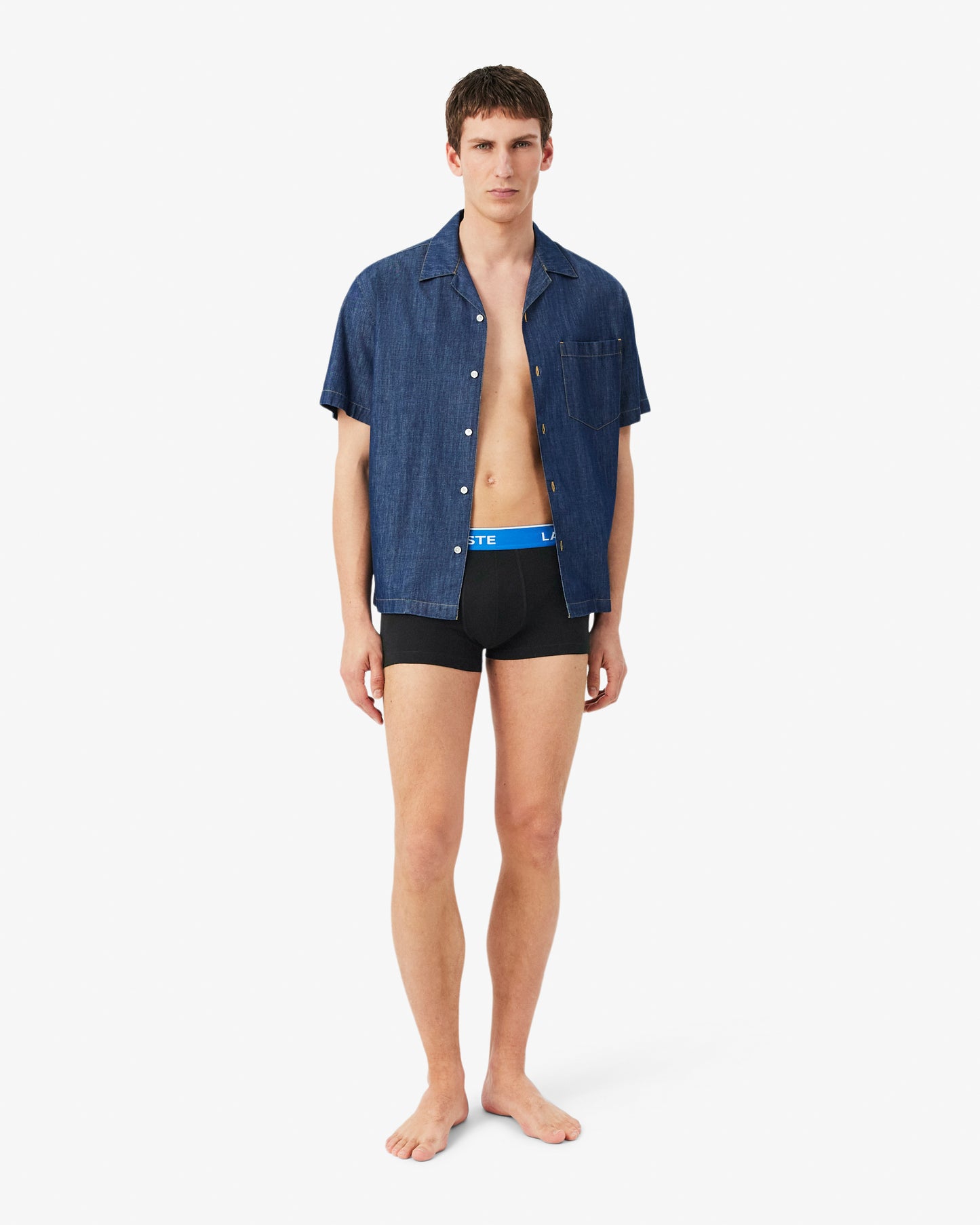 Lacoste 3 - Pack Mens Trunks - Black/Marina - Overview - Graphite B68 | CHO | Designer Mens Underwear