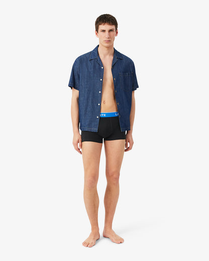 Lacoste 3 - Pack Mens Trunks - Black/Marina - Overview - Graphite B68 | CHO | Designer Mens Underwear