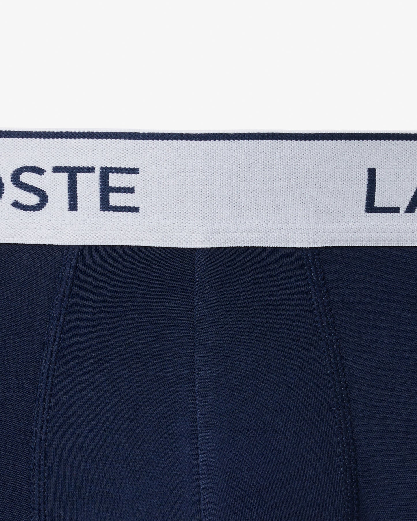 Lacoste 3-Pack Contrast Stripe Stretch Cotton Mens Trunks - Navy Blue 166