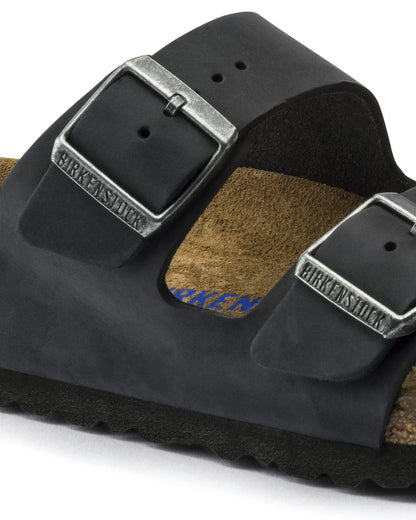 Birkenstock Arizona Soft Footbed Mens Oiled Leather Sandals - Black