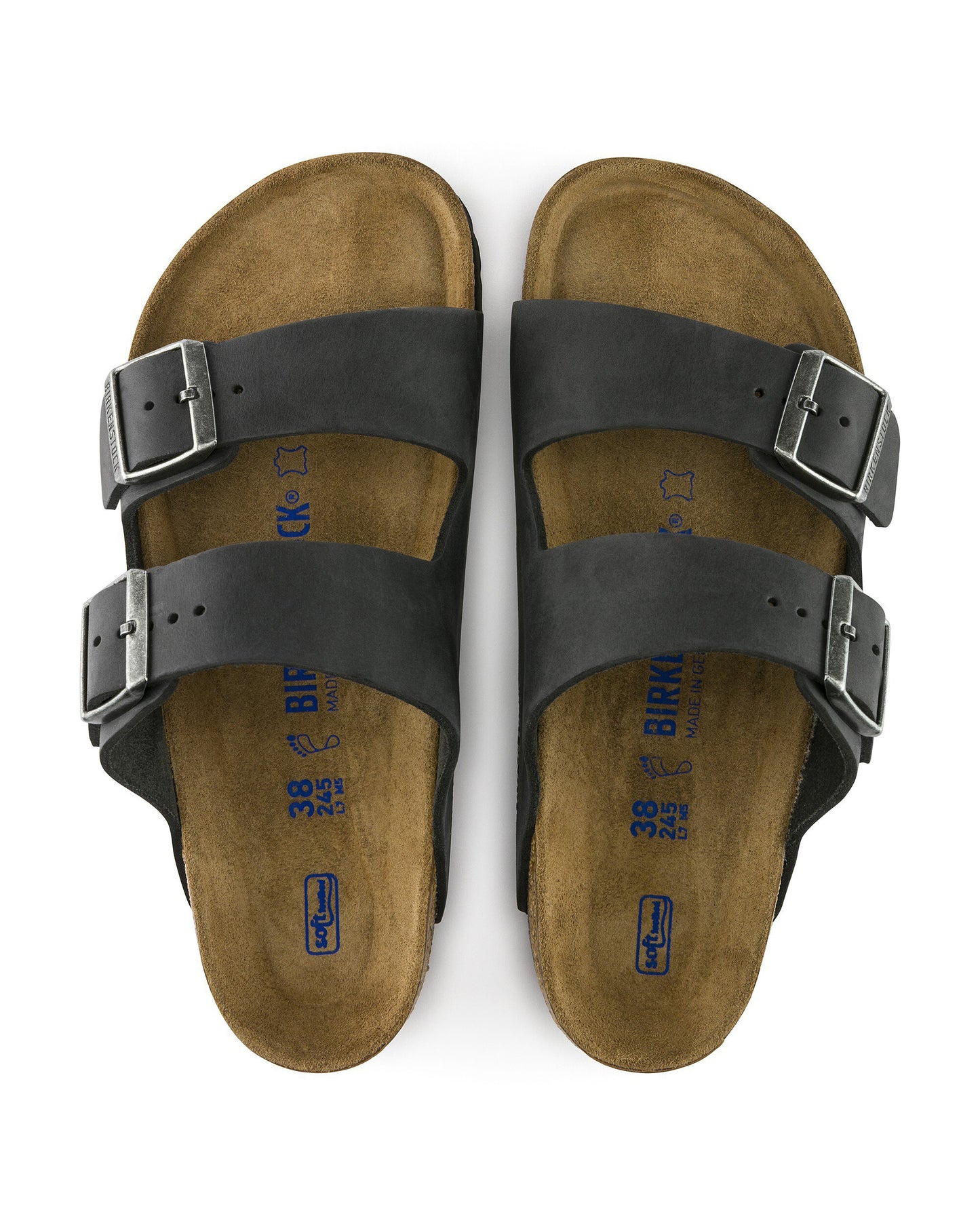 Birkenstock Arizona Soft Footbed Mens Oiled Leather Sandals - Black