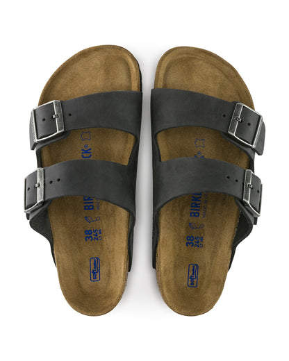 Birkenstock Arizona Soft Footbed Mens Oiled Leather Sandals - Black