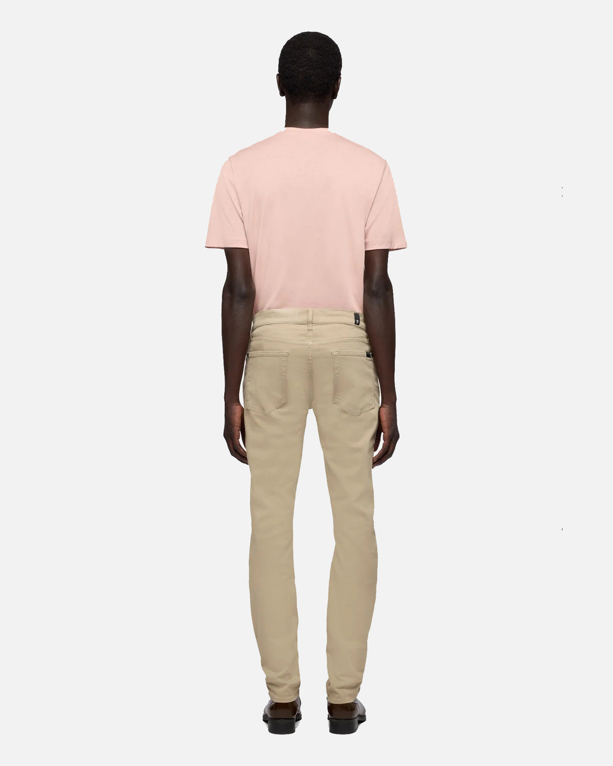 7 For All Mankind SLIMMY Mens Slim Fit Stretch Sateen Jeans - Shadow Beige full length back