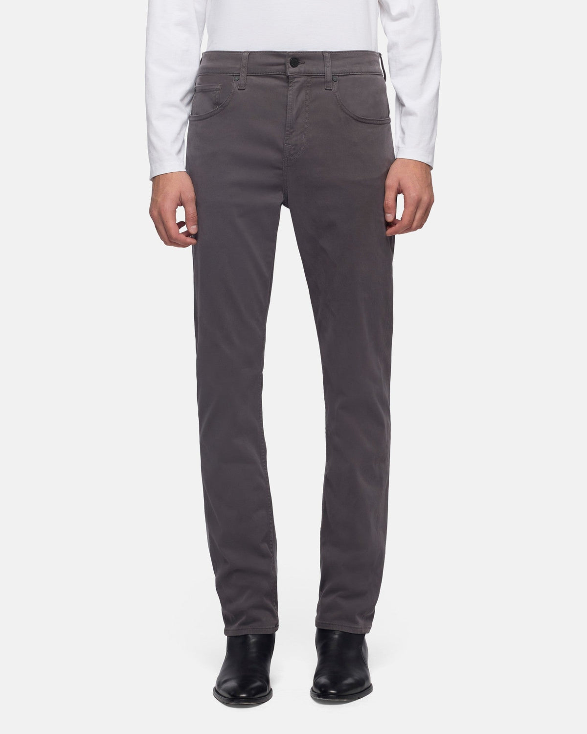 7 For All Mankind SLIMMY Mens Slim Fit Stretch Sateen Jeans - Gun Metal front