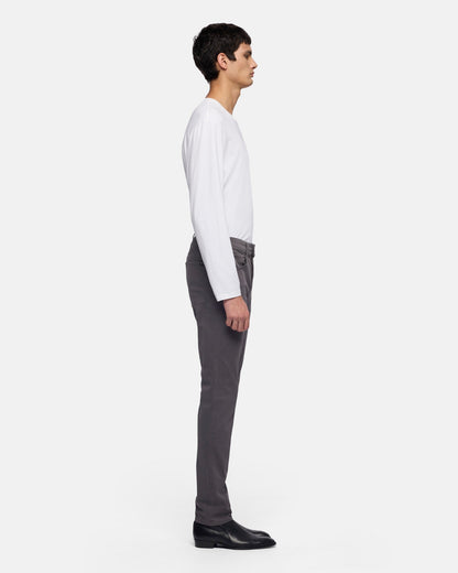 7 For All Mankind SLIMMY Mens Slim Fit Stretch Sateen Jeans - Gun Metal full length side profile