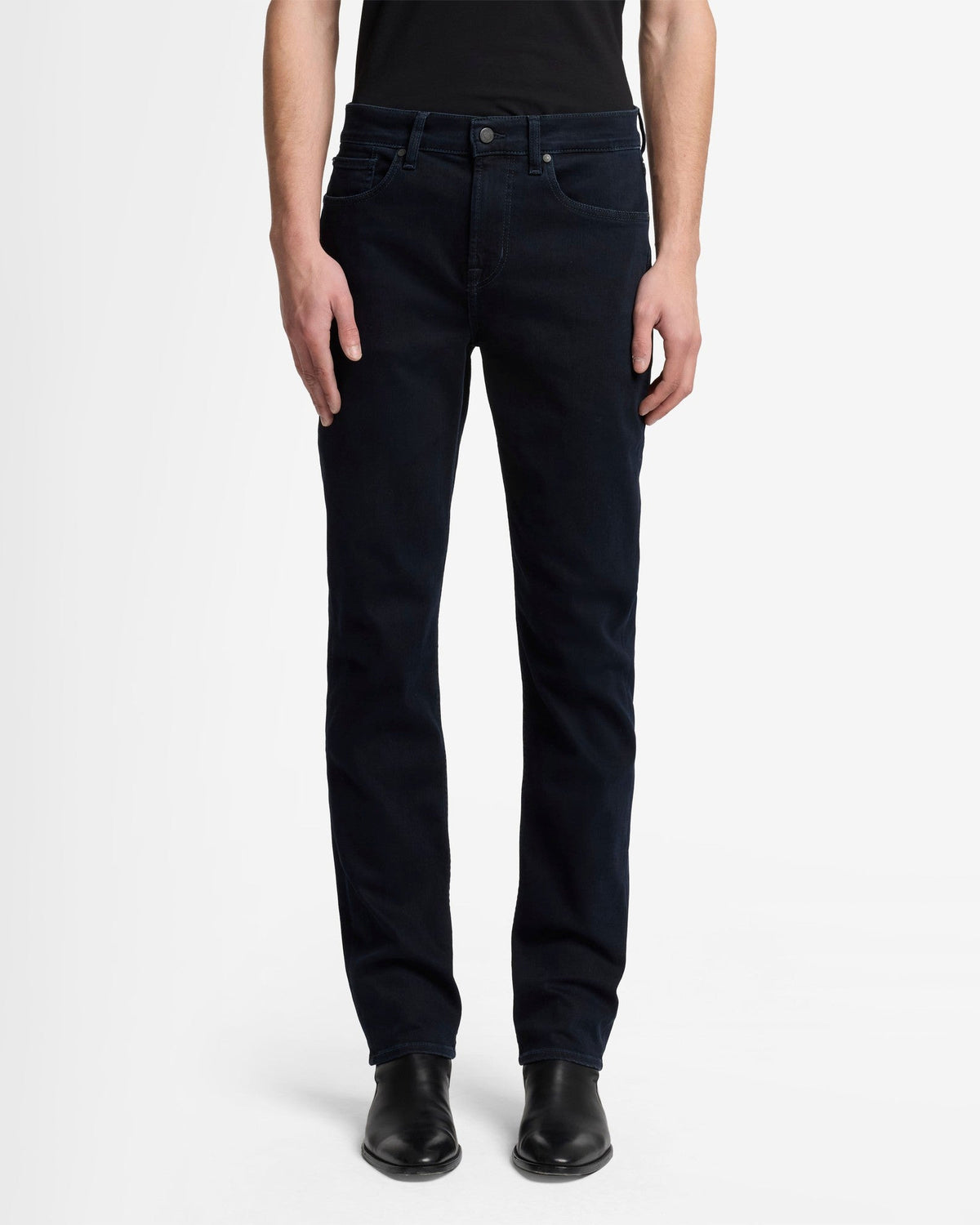 7 For All Mankind SLIMMY Mens Slim Fit Luxe Performance Eco Denim Jeans - Blue Black front