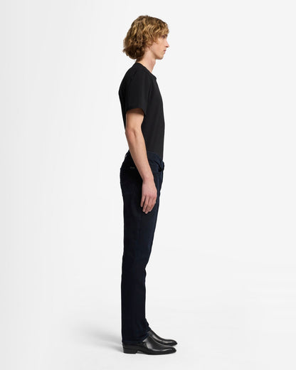 7 For All Mankind SLIMMY Mens Slim Fit Luxe Performance Eco Denim Jeans - Blue Black full length side profile