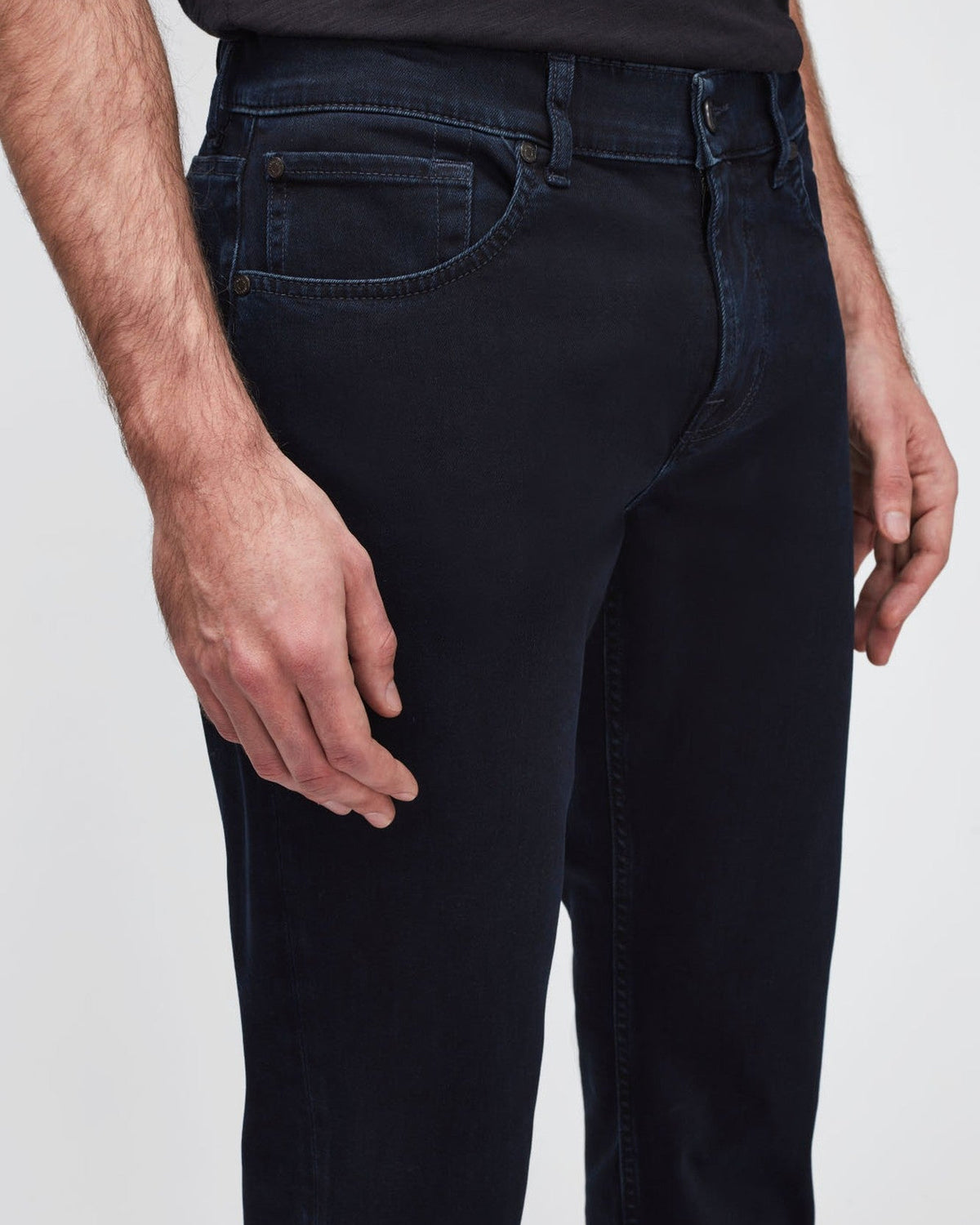 7 For All Mankind SLIMMY Mens Slim Fit Luxe Performance Eco Denim Jeans - Blue Black front detail