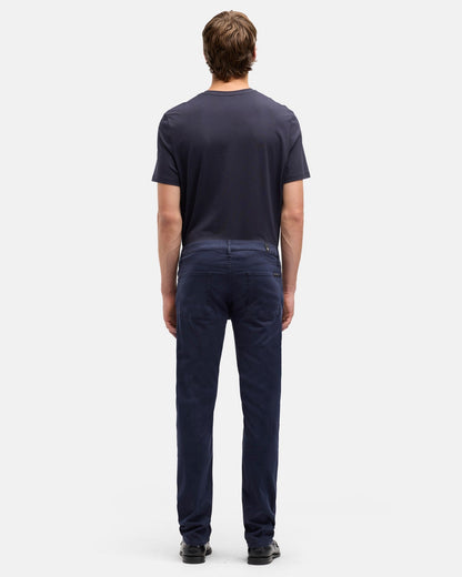 7 For All Mankind SLIMMY Mens Slim Fit Luxe Performance Plus Stretch Sateen Jeans - Navy full length back