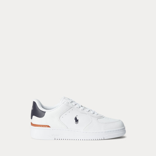 Ralph Lauren Masters Court Mens Leather Sneaker - White/Navy Polo Pony | CHO | Designer Mens Trainers