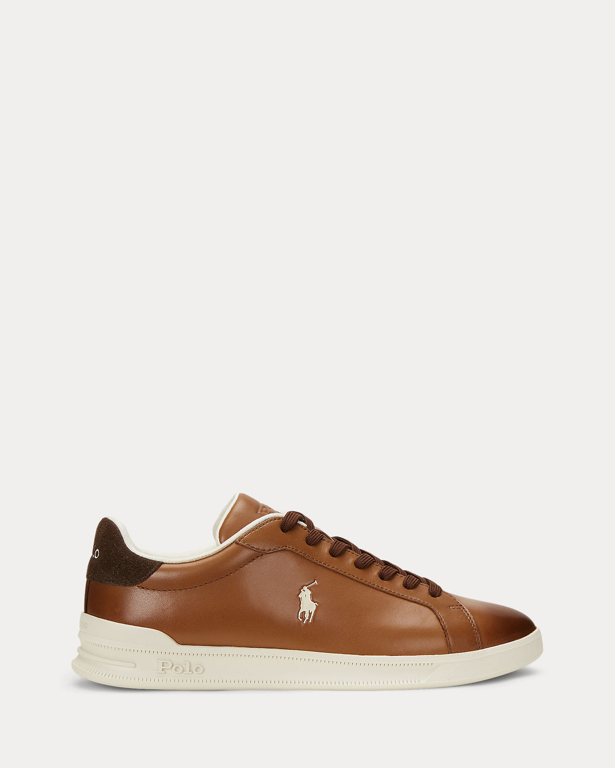 Ralph Lauren Heritage Court II Mens Leather Sneaker - Tan/Ecru Polo Pony