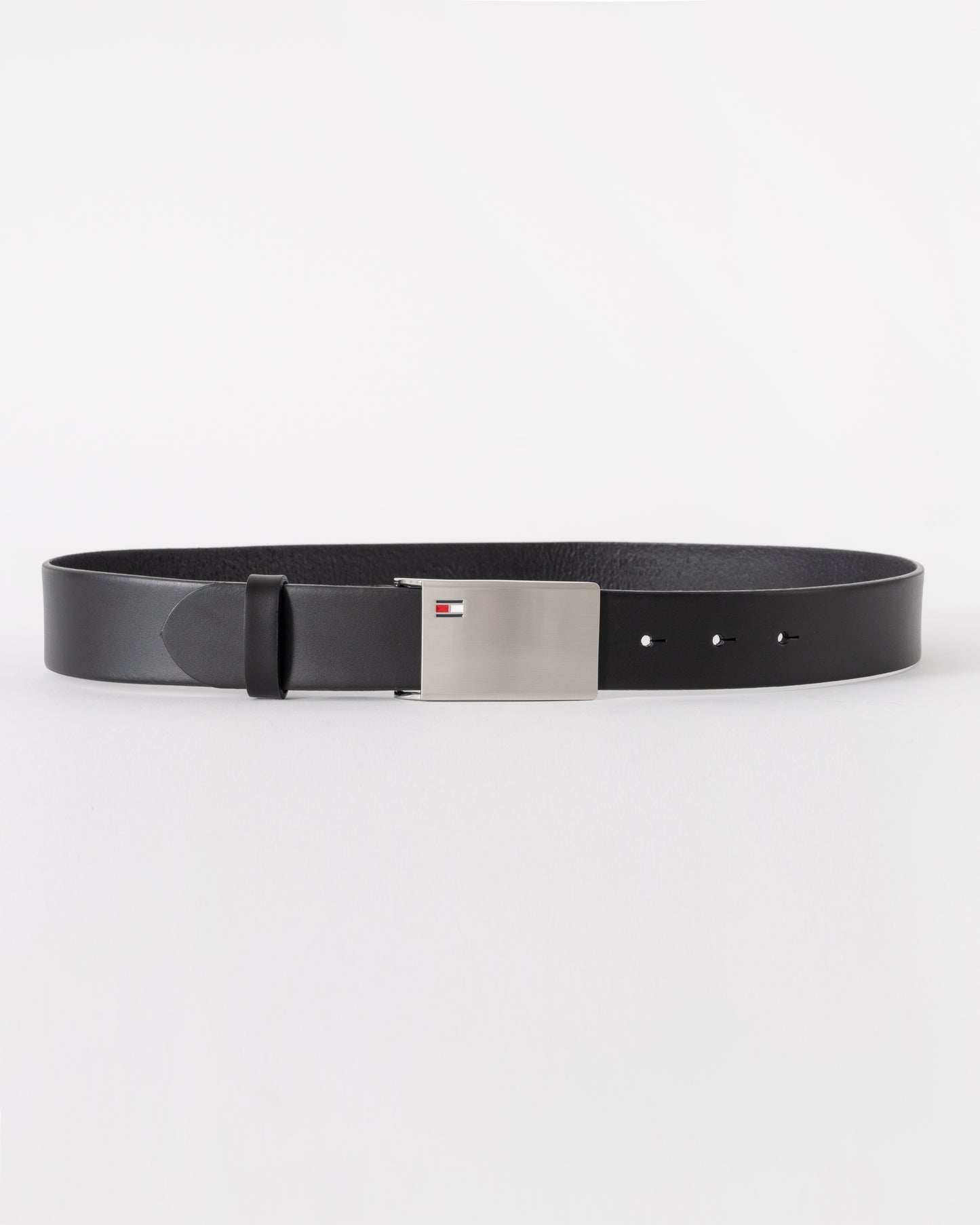 Tommy Hilfiger TH Plaque Mens Adjustable Belt 3.5cm - Black | CHO | Designer Mens Belts
