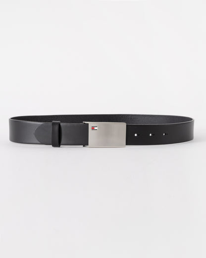 Tommy Hilfiger TH Plaque Mens Adjustable Belt 3.5cm - Black | CHO | Designer Mens Belts