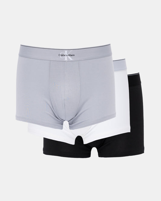 Calvin Klein 3-Pack Graphic Monogram Mens Cotton Trunks - Black | CHO | Designer Mens Underwear
