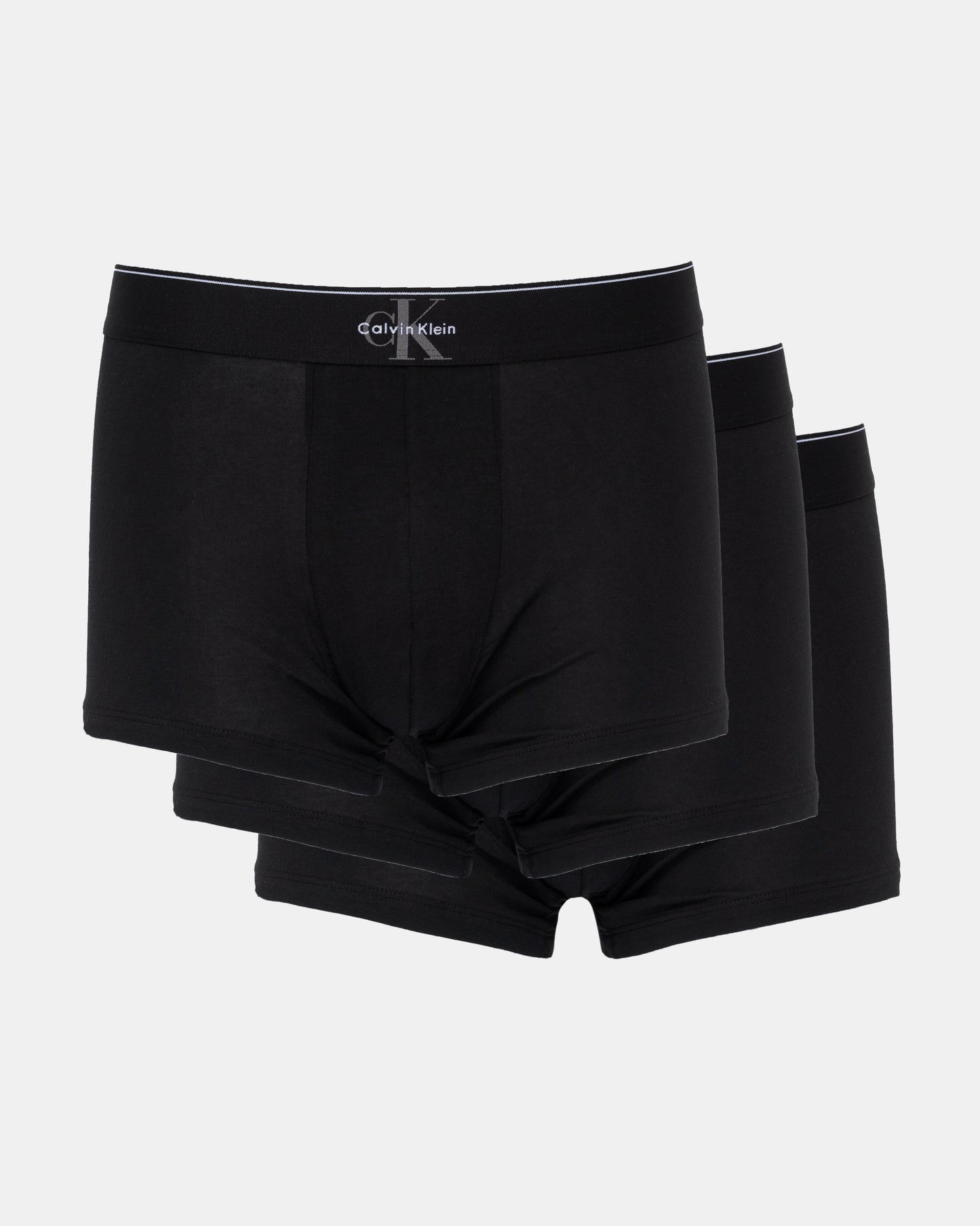 Calvin Klein 3-Pack Graphic Monogram Mens Cotton Trunks - Black/Grey/White | CHO | Designer Mens Underwear