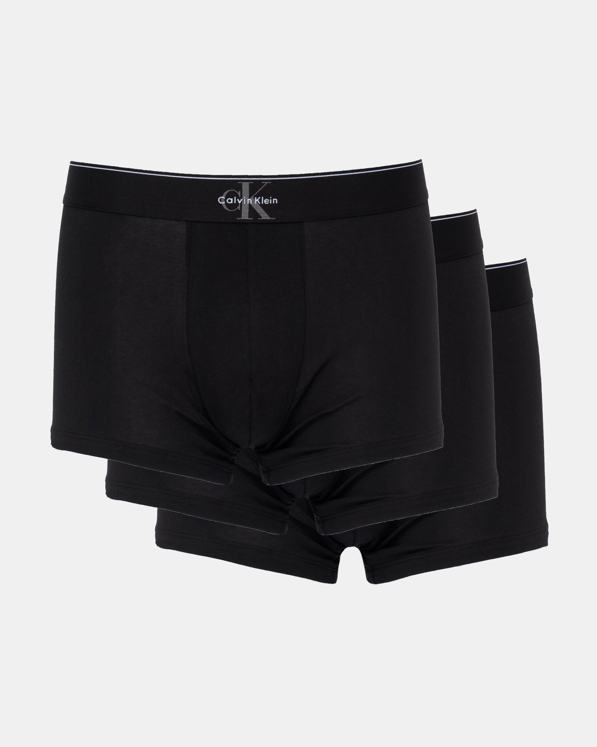 Calvin Klein 3-Pack Graphic Monogram Mens Cotton Trunks - Black/Grey/White | CHO | Designer Mens Underwear