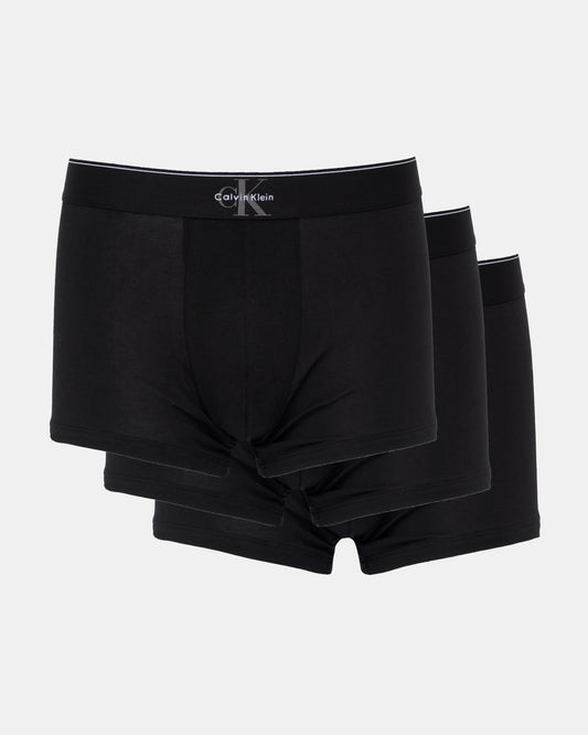Calvin Klein 3-Pack Graphic Monogram Mens Cotton Trunks - Black/Grey/White | CHO | Designer Mens Underwear