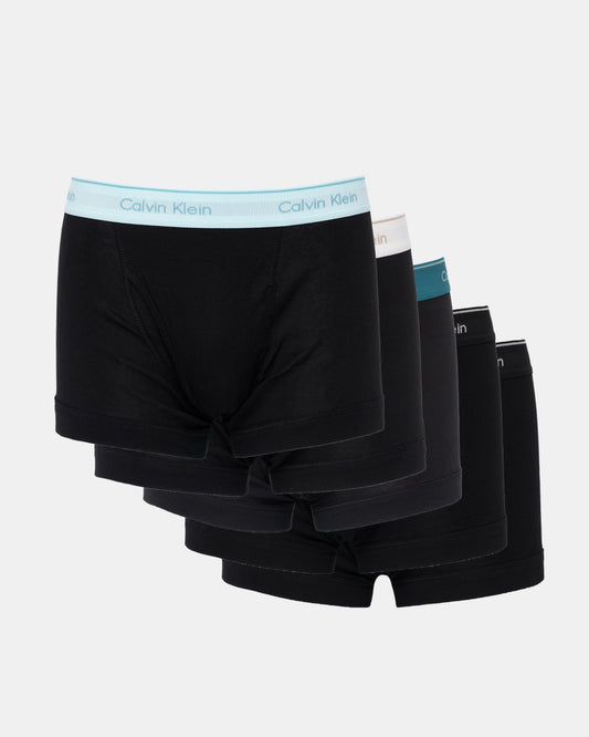 Calvin Klein 5-Pack Cotton Mens Trunks - Blue/Black | CHO | Designer Mens Underwear