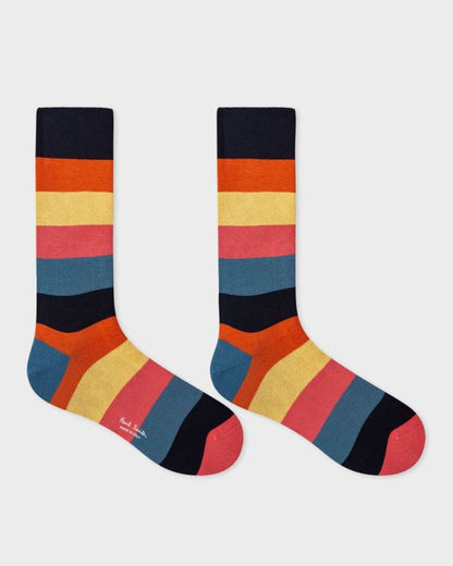 Paul Smith 3-Pack Mens Signature Pattern/Artist Stripe Socks - 1A Multi - CHO - Designer Mens Socks