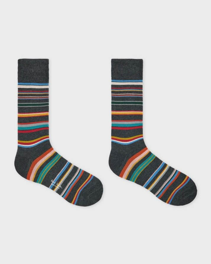 Paul Smith 3-Pack Mens Spot/Stripe/Dog Pattern Socks - 79 Black - CHO - Designer Mens Socks