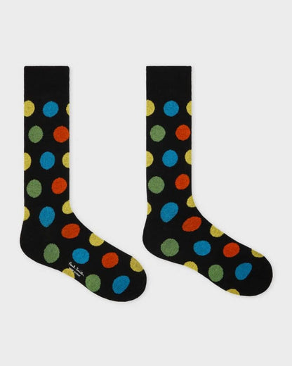 Paul Smith 3-Pack Mens Spot/Stripe/Dog Pattern Socks - 79 Black - CHO - Designer Mens Socks