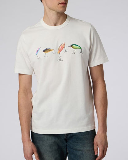 PS Paul Smith Mens Fishing Graphic T - Shirt - White 02 | CHO | Designer Mens T - Shirts