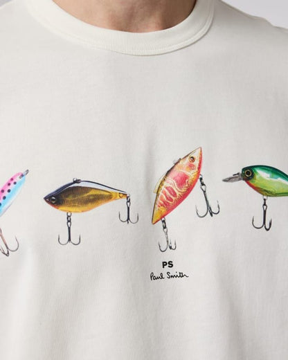 PS Paul Smith Mens Fishing Graphic T - Shirt - White 02 | CHO | Designer Mens T - Shirts