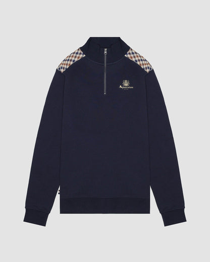 Aquascutum Mens 1/4 Zip Fleece - Navy 11