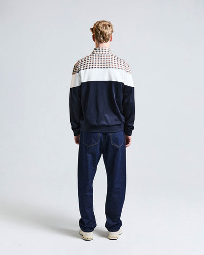 Aquascutum Mens Club Check Shoulder Track Top - Navy 11 | CHO | Designer Mens Track Tops