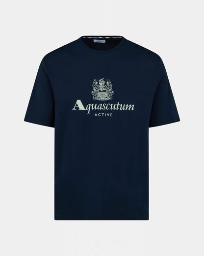 Aquascutum Mens Big Logo T-Shirt - Navy 11 | CHO | Designer Mens T-Shirts