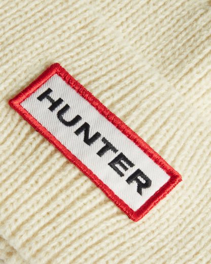 Hunter Acksley Ribbed Beanie - Antique White, detail