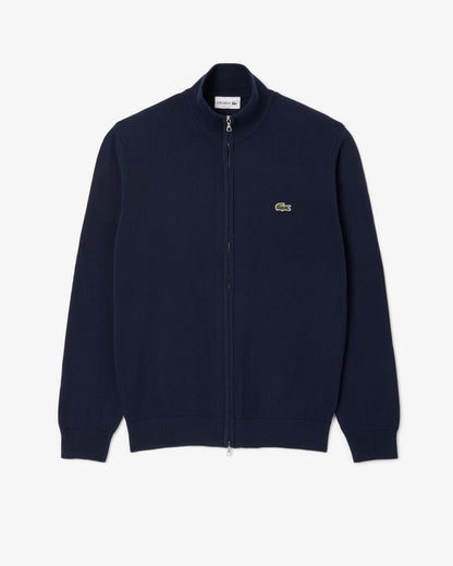 Lacoste High Neck Zipped Cotton Mens Sweater - Navy Blue 166