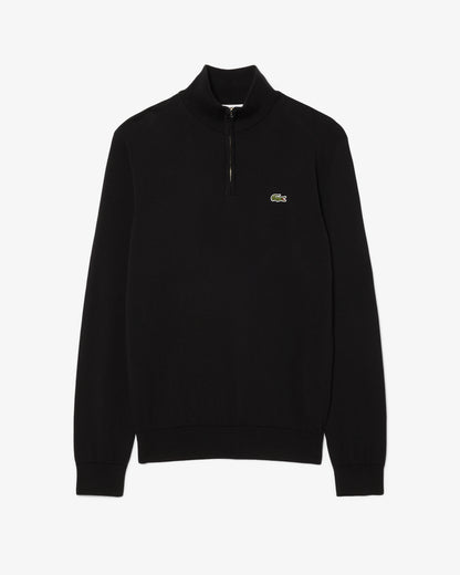 Lacoste Half Zip Logo Mens Sweatshirt - Black 031 | CHO | Designer Mens Half Zip Sweatshirts