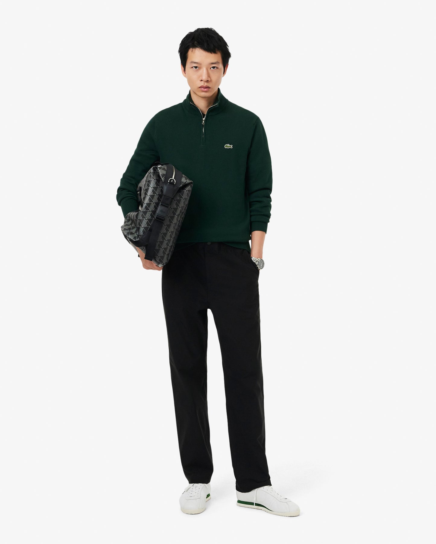Lacoste Half Zip Logo Mens Sweatshirt - Sinople YZP