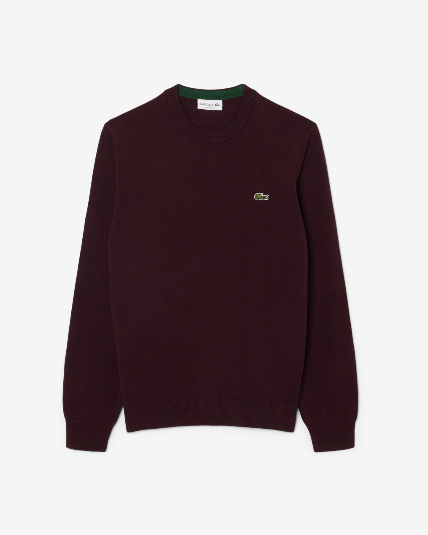 Lacoste Mens Organic Cotton Crew Neck Sweater - Dark Burgundy 3KE | CHO | Designer Mens Crew Neck Sweatshirts