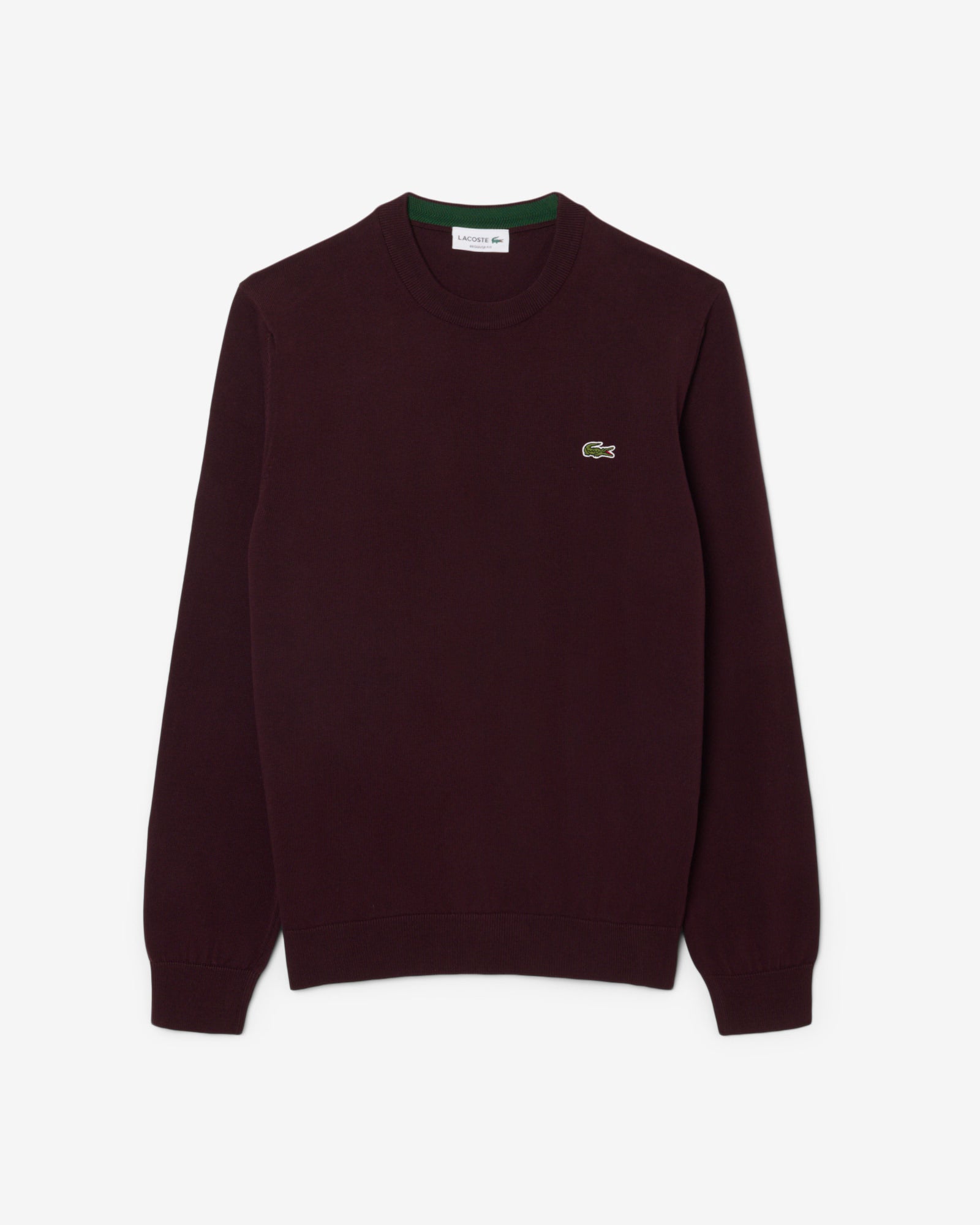 Lacoste Mens Organic Cotton Crew Neck Sweater - Dark Burgundy 3KE | CHO | Designer Mens Crew Neck Sweatshirts
