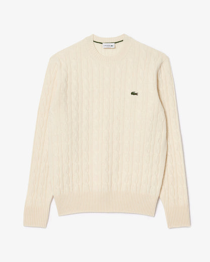 Lacoste Carded Wool Cable Knit Crew Neck Mens Sweater - Lapland XFJ