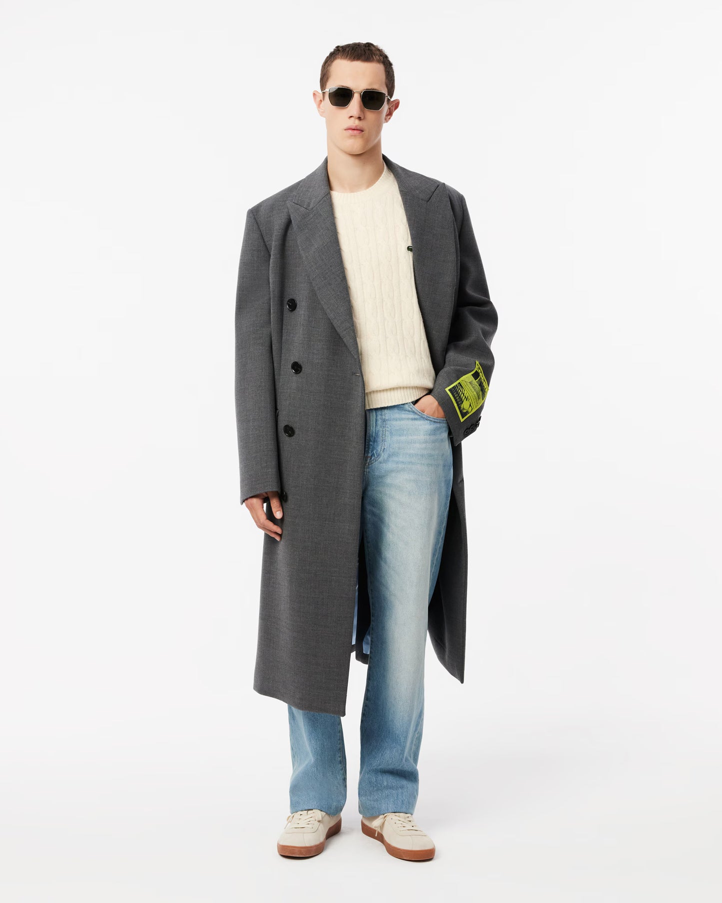 Lacoste Carded Wool Cable Knit Crew Neck Mens Sweater - Lapland XFJ