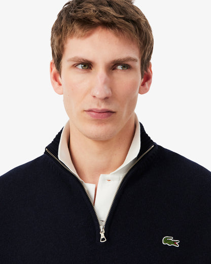 Lacoste Half-Zip Mens Merino Sweatshirt - Navy Blue 166