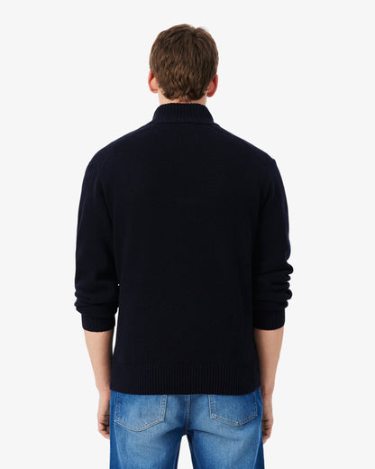 Lacoste Half-Zip Mens Merino Sweatshirt - Navy Blue 166
