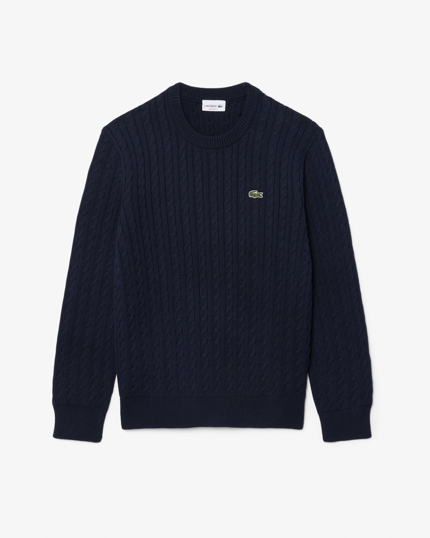 Lacoste Cable Knit Mens Cotton Jumper - Navy Blue/Green 802