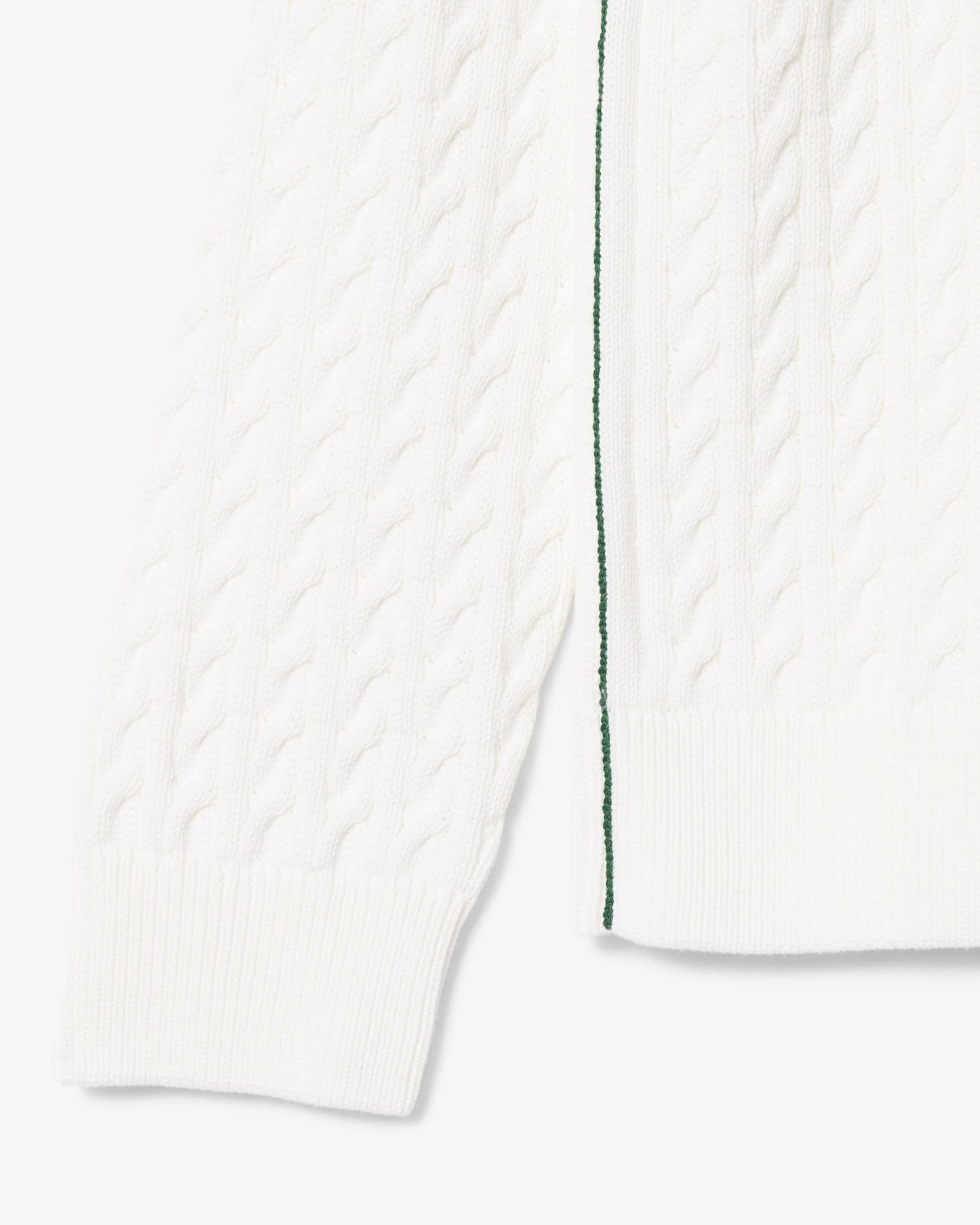 Lacoste Cable Knit Mens Cotton Jumper - Flour/Green | [shop_name] | Designer Mens Jumpers