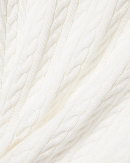 Lacoste Cable Knit Mens Cotton Jumper - Flour/Green | [shop_name] | Designer Mens Jumpers