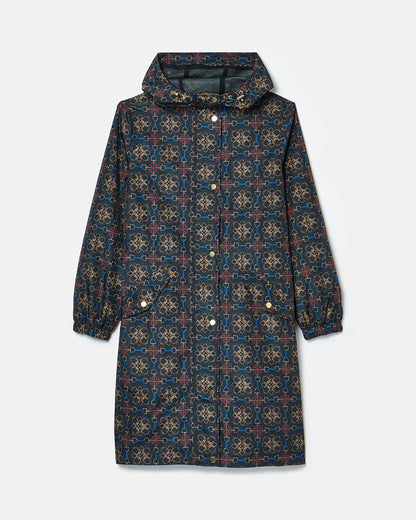 Joules Holkham Womens Packable Printed Raincoat - Navy Stirrup Geo