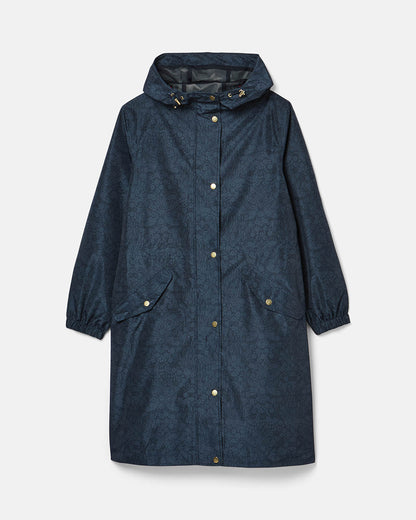 Joules Holkham Womens Packable Printed Raincoat - Navy Floral Tonal