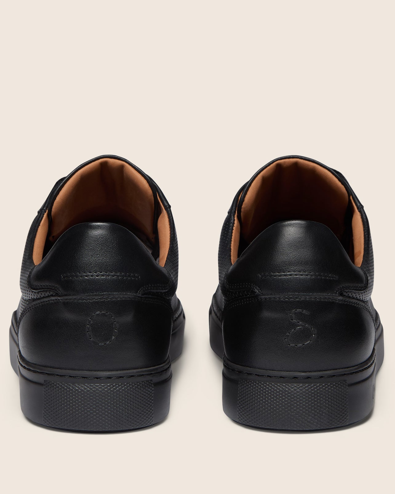 Oliver Sweeney Almada Mens Perforated Leather Trainers - Black/Black, back