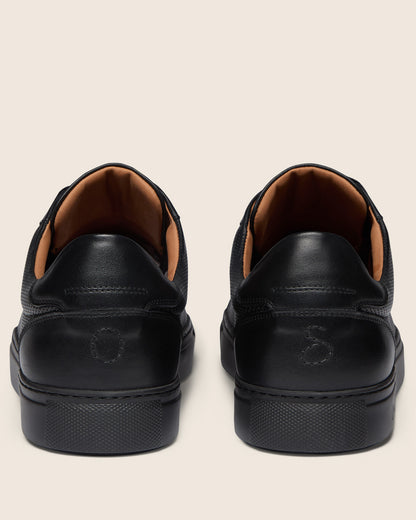 Oliver Sweeney Almada Mens Perforated Leather Trainers - Black/Black, back