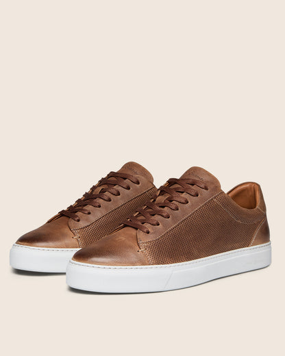 Oliver Sweeney Almada Mens Perforated Leather Trainers - Tan